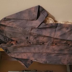 Mens RVCA button down shirt.  Tie dye gray and pinkish. Size L